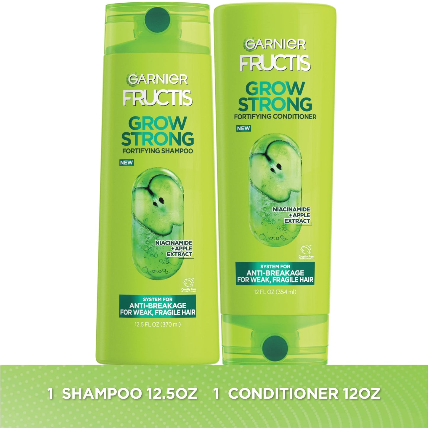 Garnier Fructis Grow Strong Shampoo & Conditioner For Stronger, Healthier, Shinier Hair, 1 kit