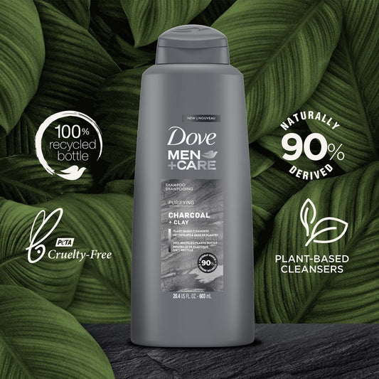 Dove Men+Care Purifying Daily Shampoo for Dry Hair, Charcoal and Clay, 20.4 fl oz