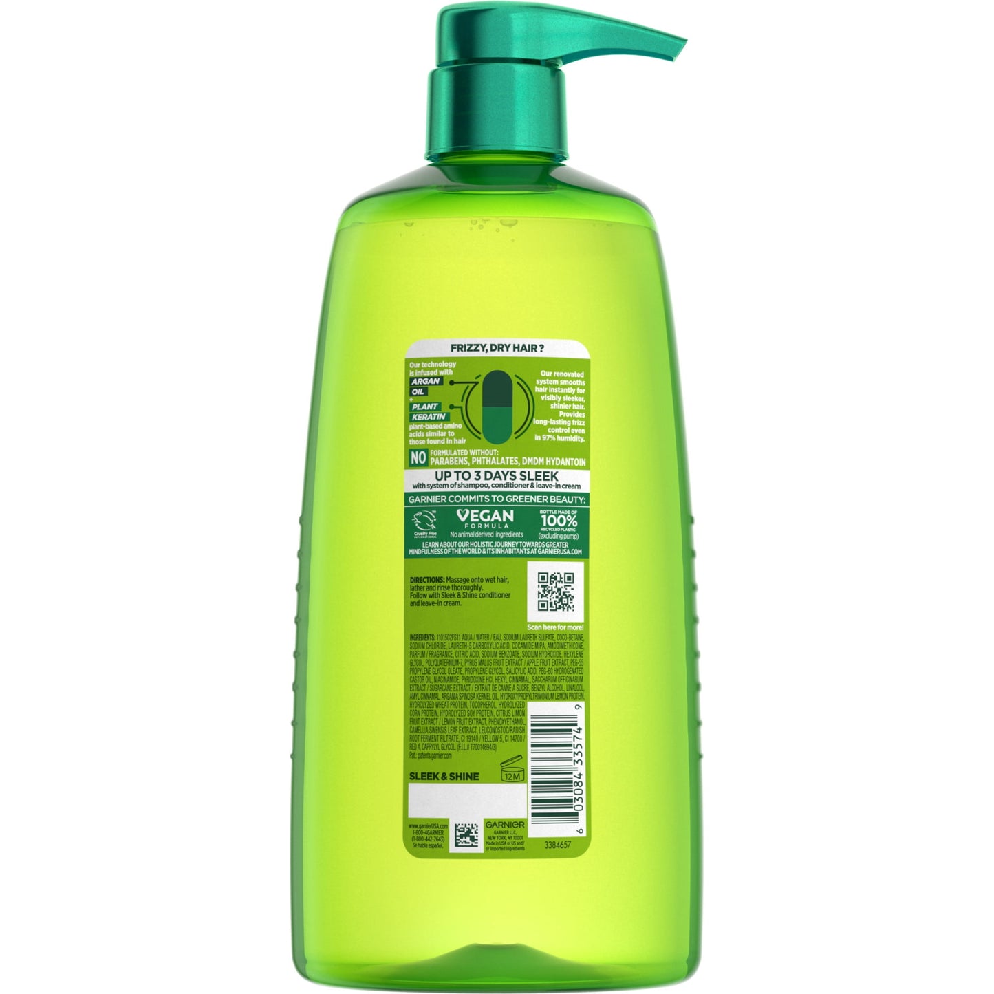 Garnier Fructis Sleek & Shine Smoothing Shampoo with Plant Keratin, 33.8 fl oz