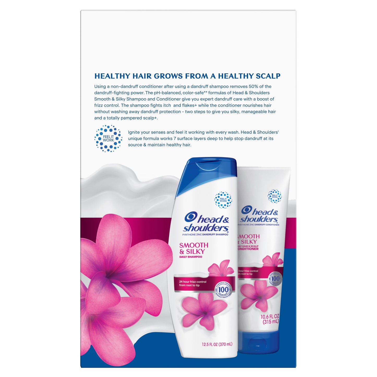 Head & Shoulders Paraben Free Smooth & Silky Shampoo (12.5oz) and Conditioner (10.6 fl oz) Dual Pack