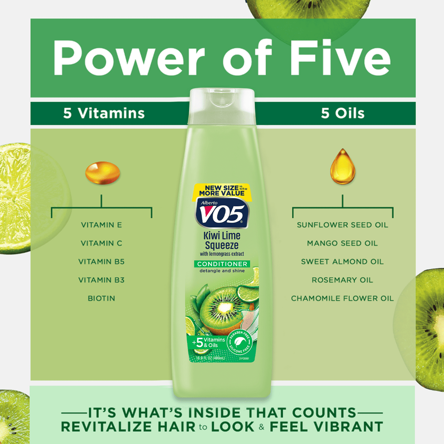 Alberto VO5 Kiwi Lime Squeeze Conditioner with Vitamin E & C, for All Hair Types, 16.9 fl oz