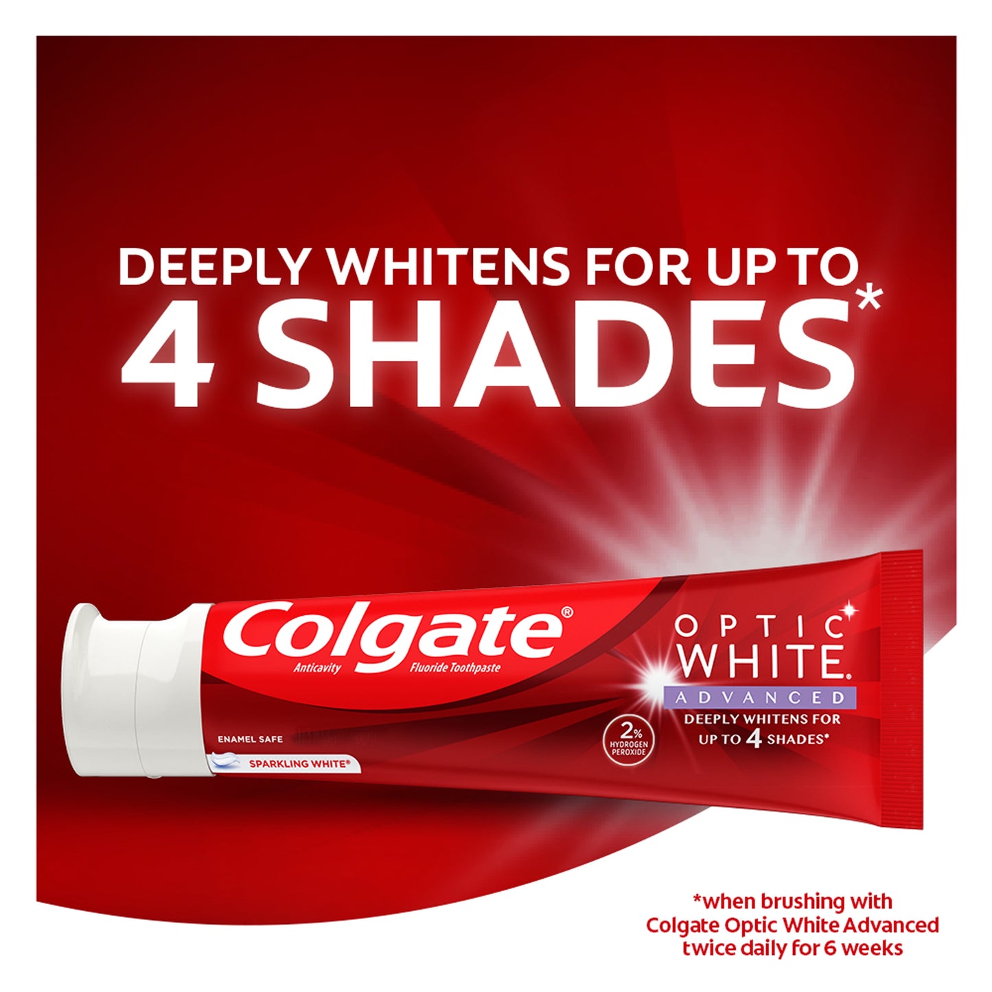 Colgate Optic White Advanced Hydrogen Peroxide Toothpaste, Sparkling White, 3.2 oz