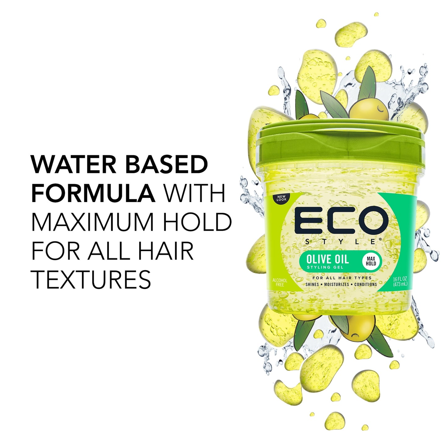 Eco Styler Olive Oil Hair Styling Gel, 16 oz, Moisturizing, Unisex