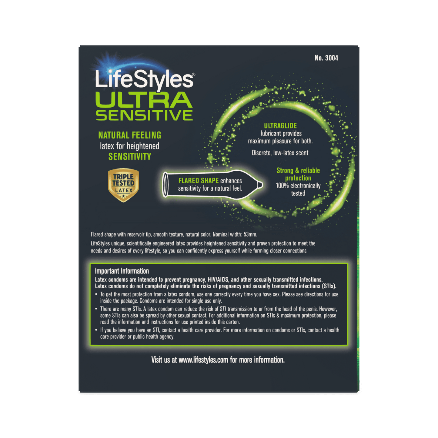 Lifestyles Ultra Sensitive Latex Lubricated Condoms, 36 Count