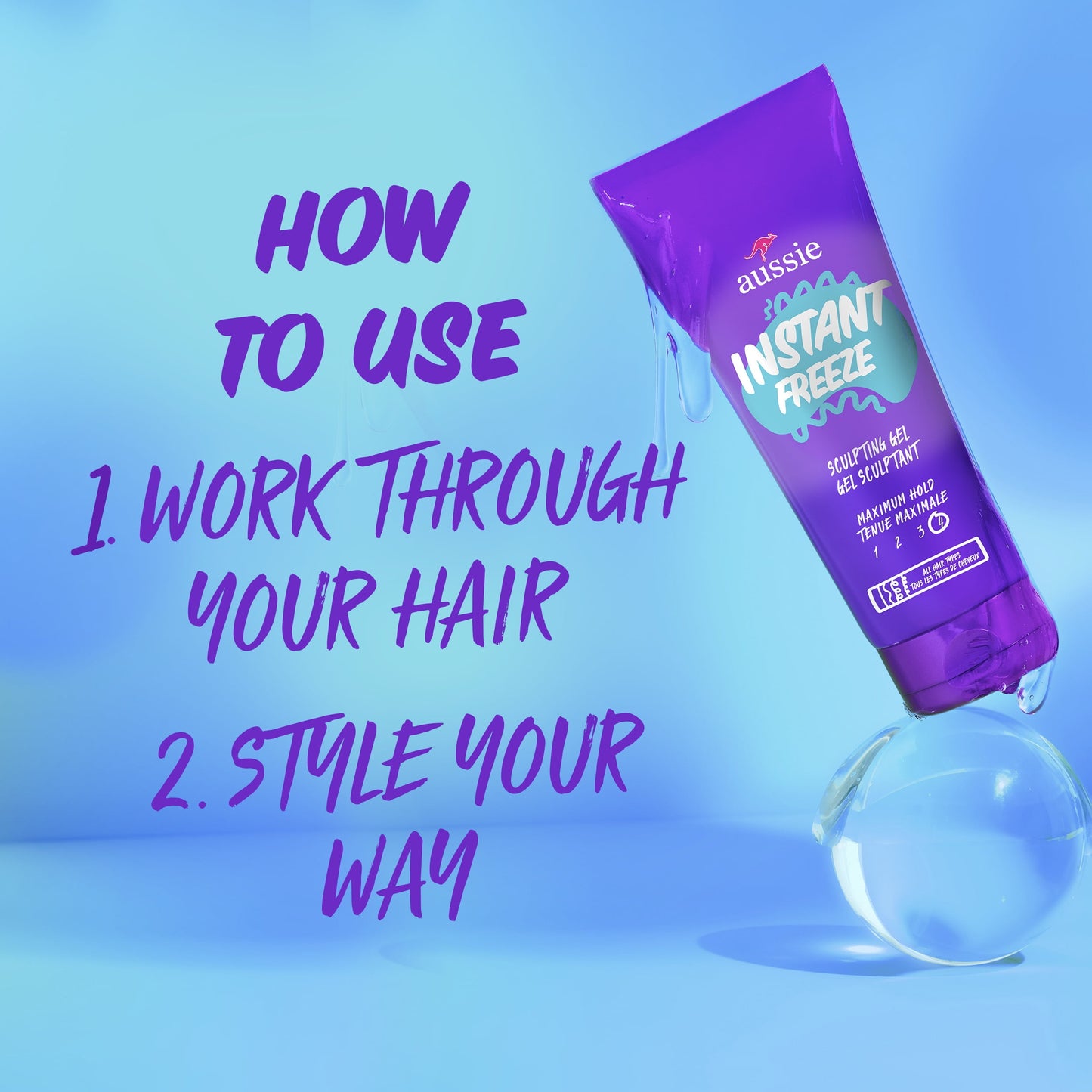 Aussie Instant Freeze Sculpting Gel for Curly Hair, Straight Hair, and Wavy Hair, 7 oz Unisex