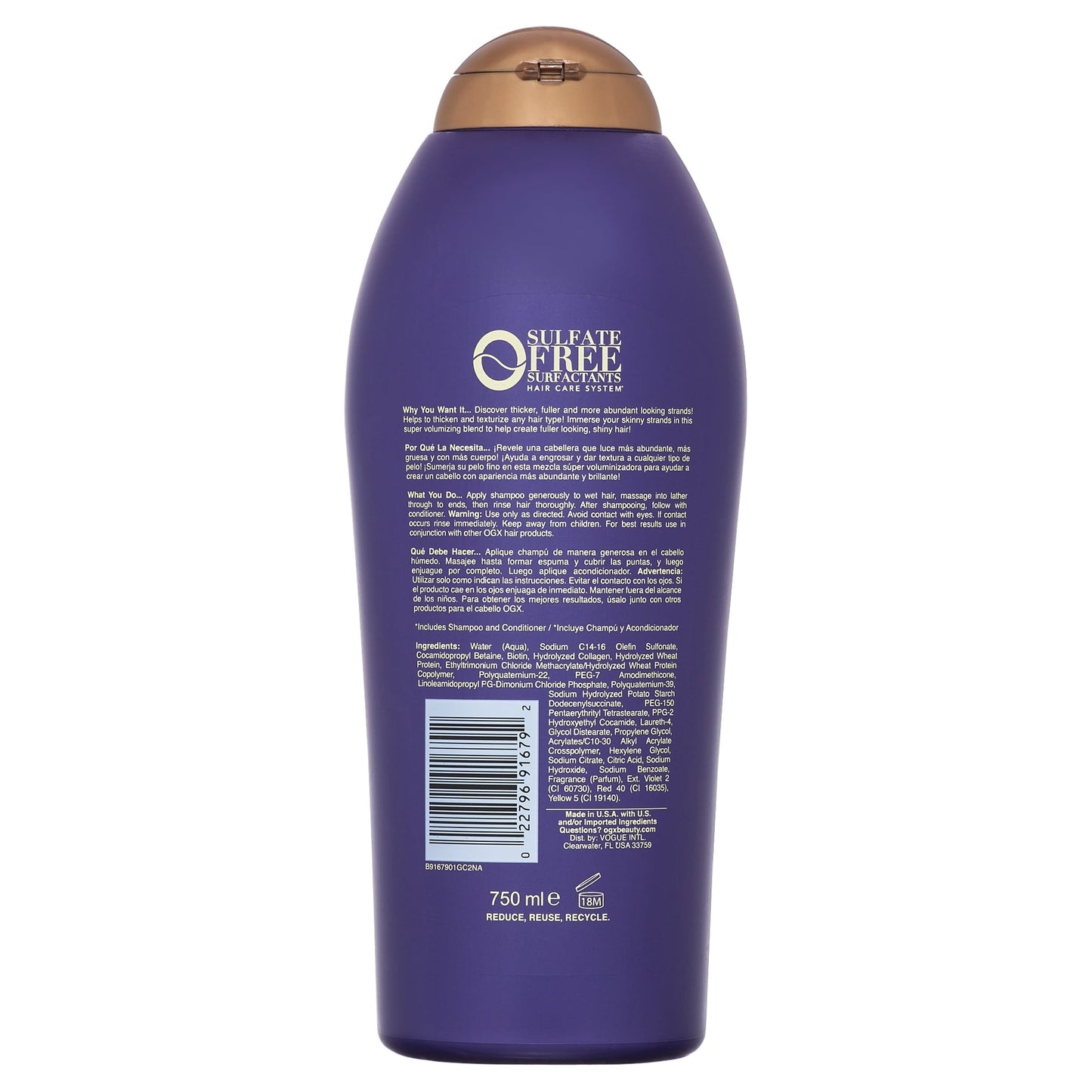 OGX Thick & Full + Biotin & Collagen Volumizing Daily Shampoo, 25.4 fl oz