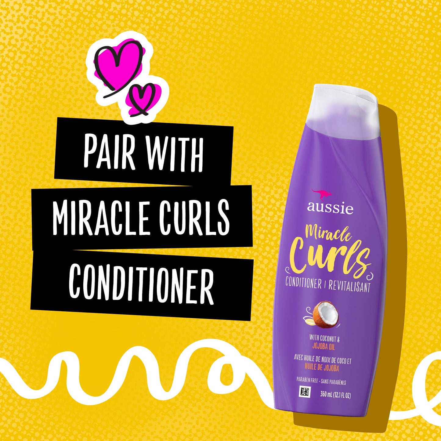 Aussie Miracle Curls Shampoo, Coconut & Jojoba Oil, Paraben Free, for Curly Hair, 12.1 fl oz