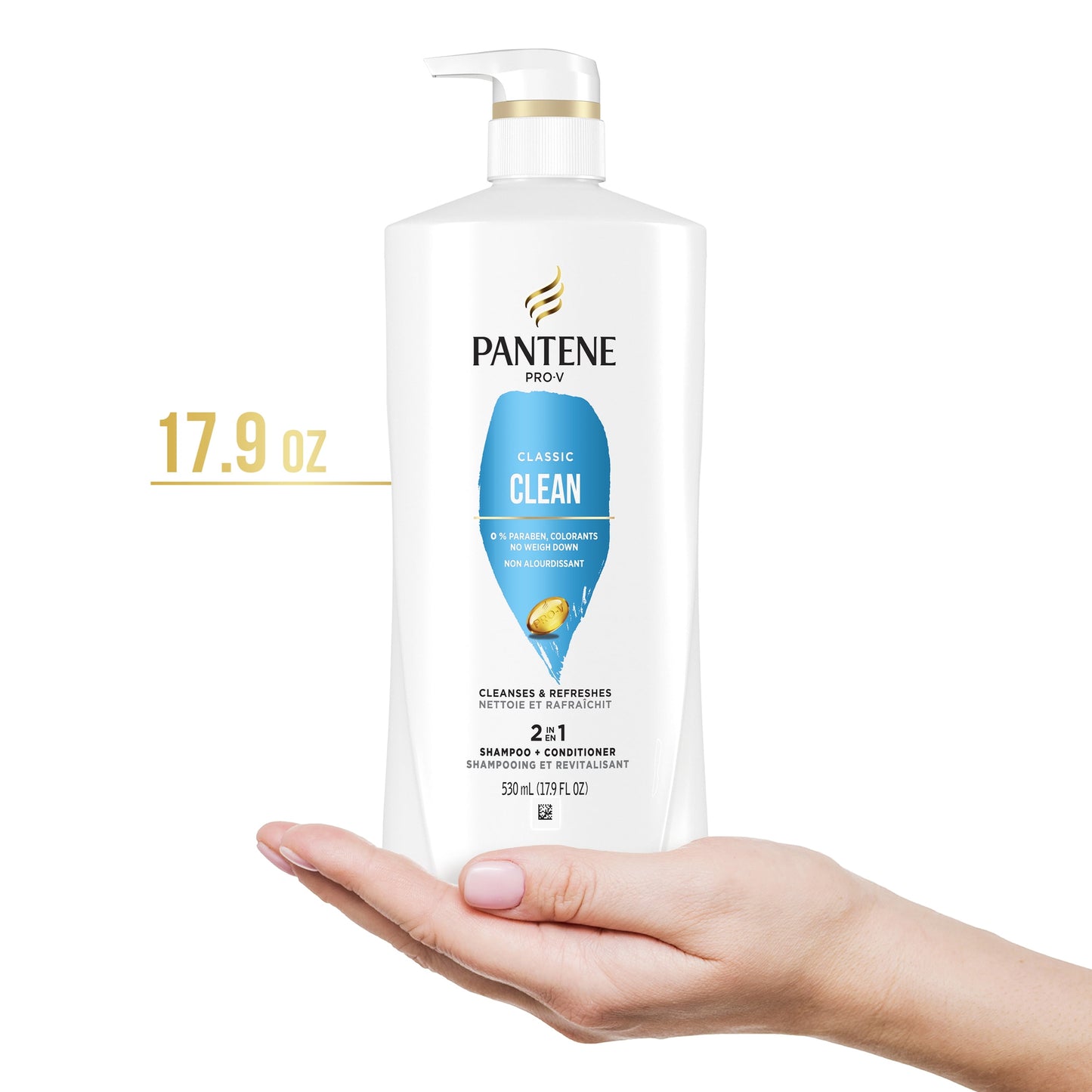 Pantene Pro-V Classic Clean 2in1 Shampoo + Conditioner, All Hair Types, 17.9 fl oz