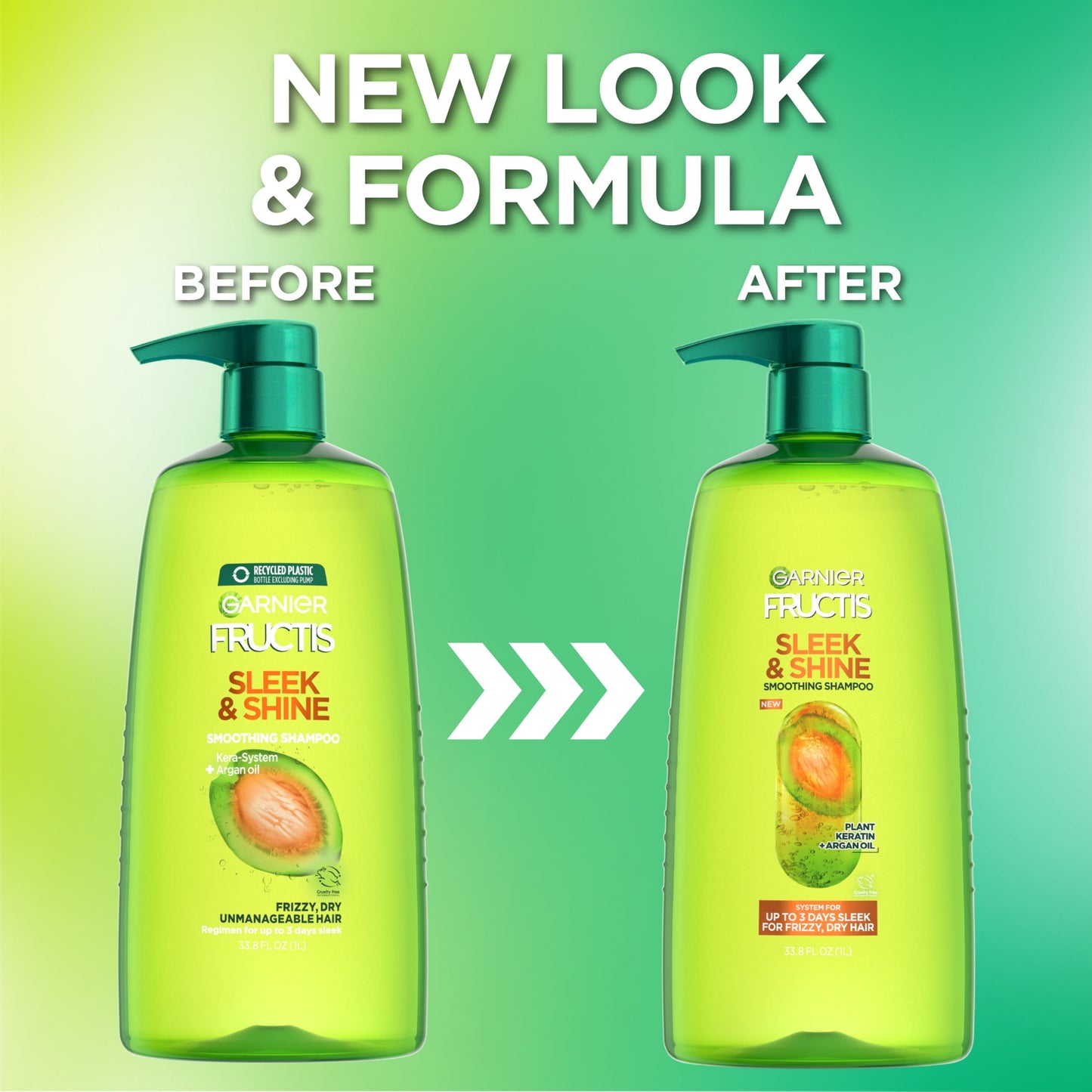 Garnier Fructis Sleek & Shine Smoothing Shampoo with Plant Keratin, 33.8 fl oz