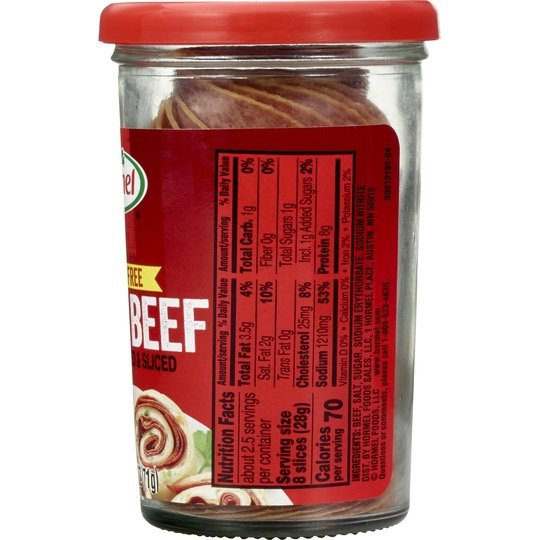 HORMEL Dried Beef, Shelf Stable, 2.5 oz Glass Jar