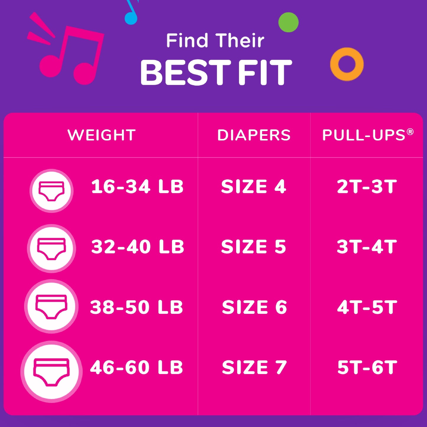 Pull-Ups Girls' Potty Training Pants, 3T-4T (32-40 lbs), 70 Count