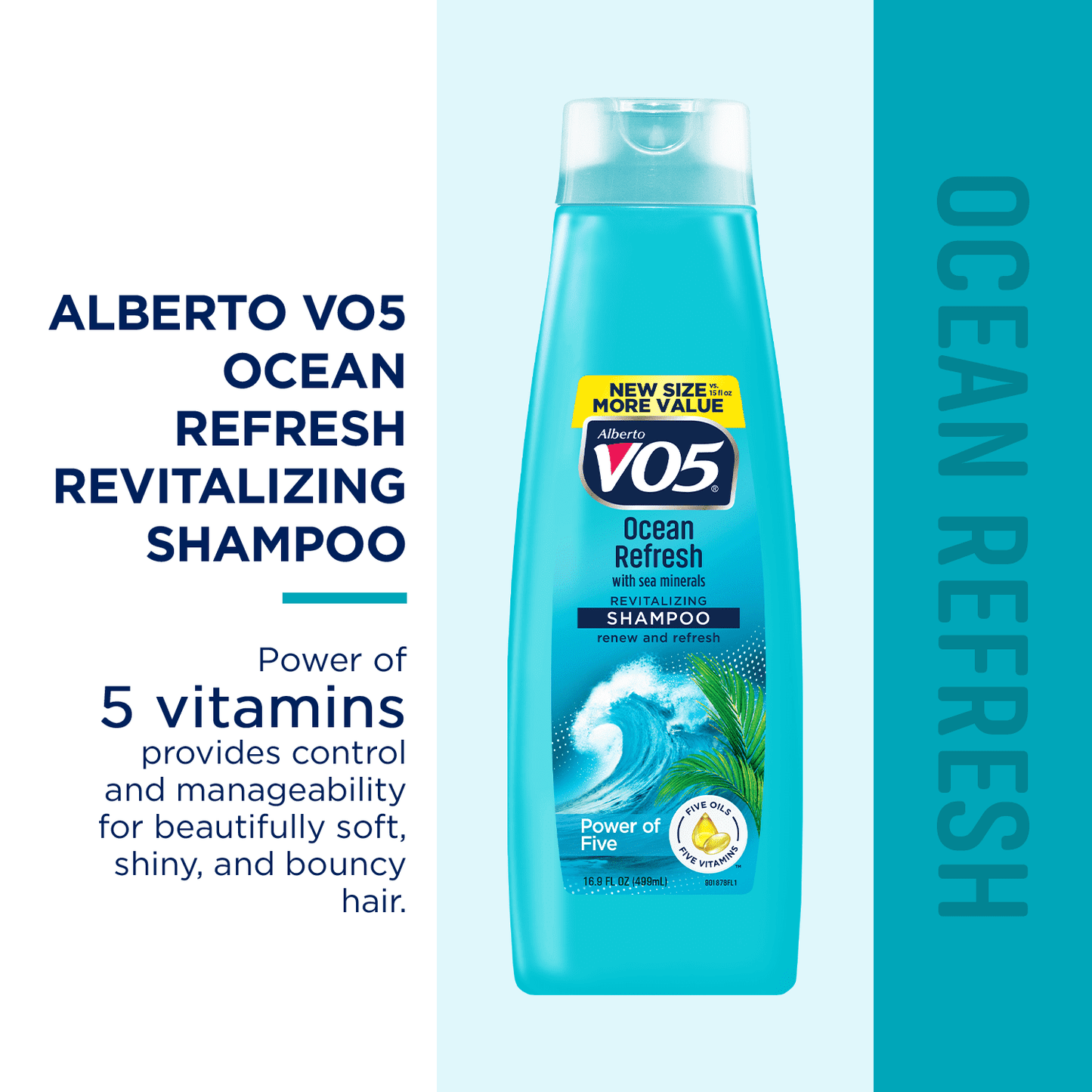 Alberto VO5 Ocean Refresh Revitalizing Shampoo with Sea Minerals, for All Hair Types, 16.9 oz