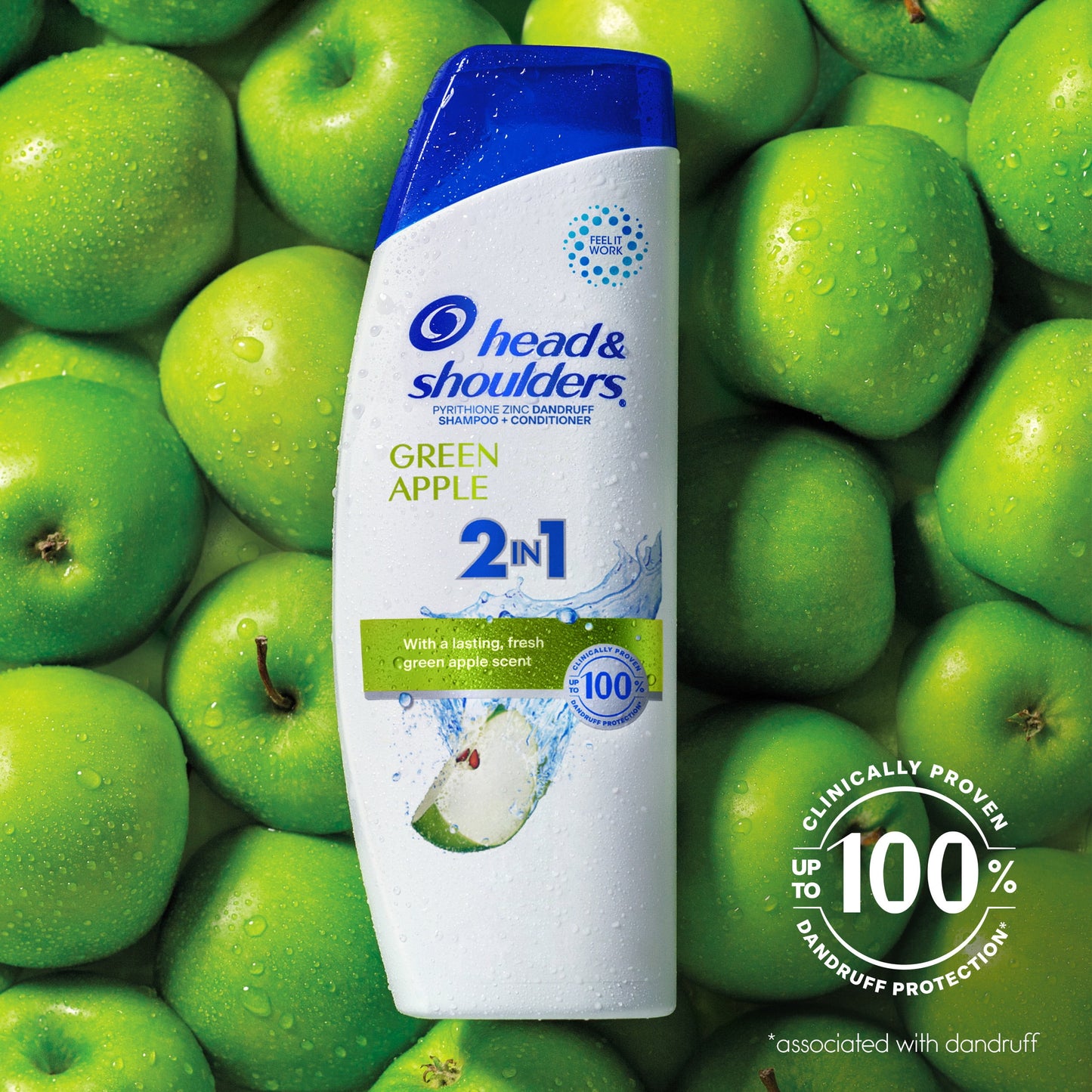 Head & Shoulders 2 in 1 Dandruff Shampoo and Conditioner, Green Apple, 20.7 oz