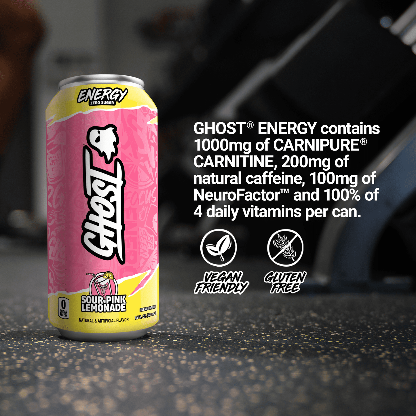 GHOST® ENERGY Zero Sugar Energy Drink, Sour Pink Lemonade, 16 fl oz Can