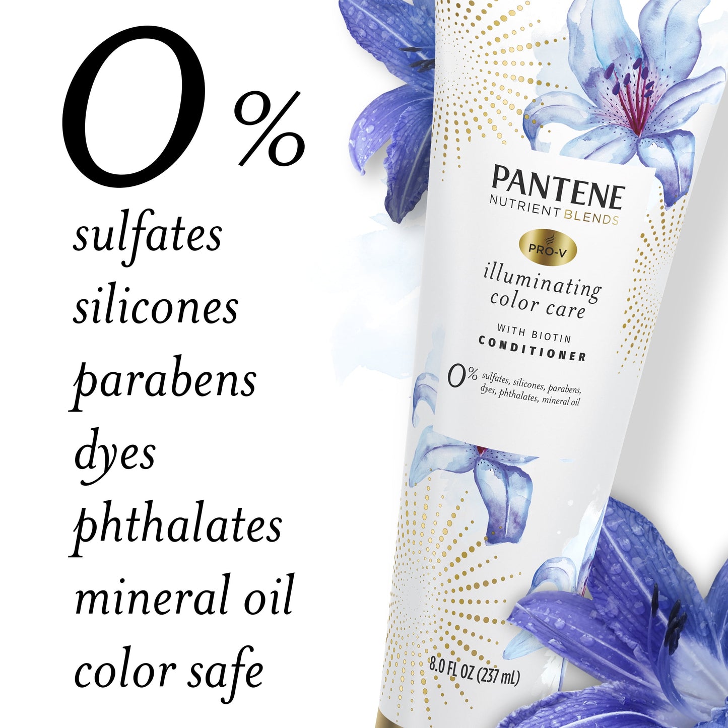 Pantene Sulfate Free Conditioner, Illuminating Conditioner with Biotin, Color Safe, 8.0 fl oz
