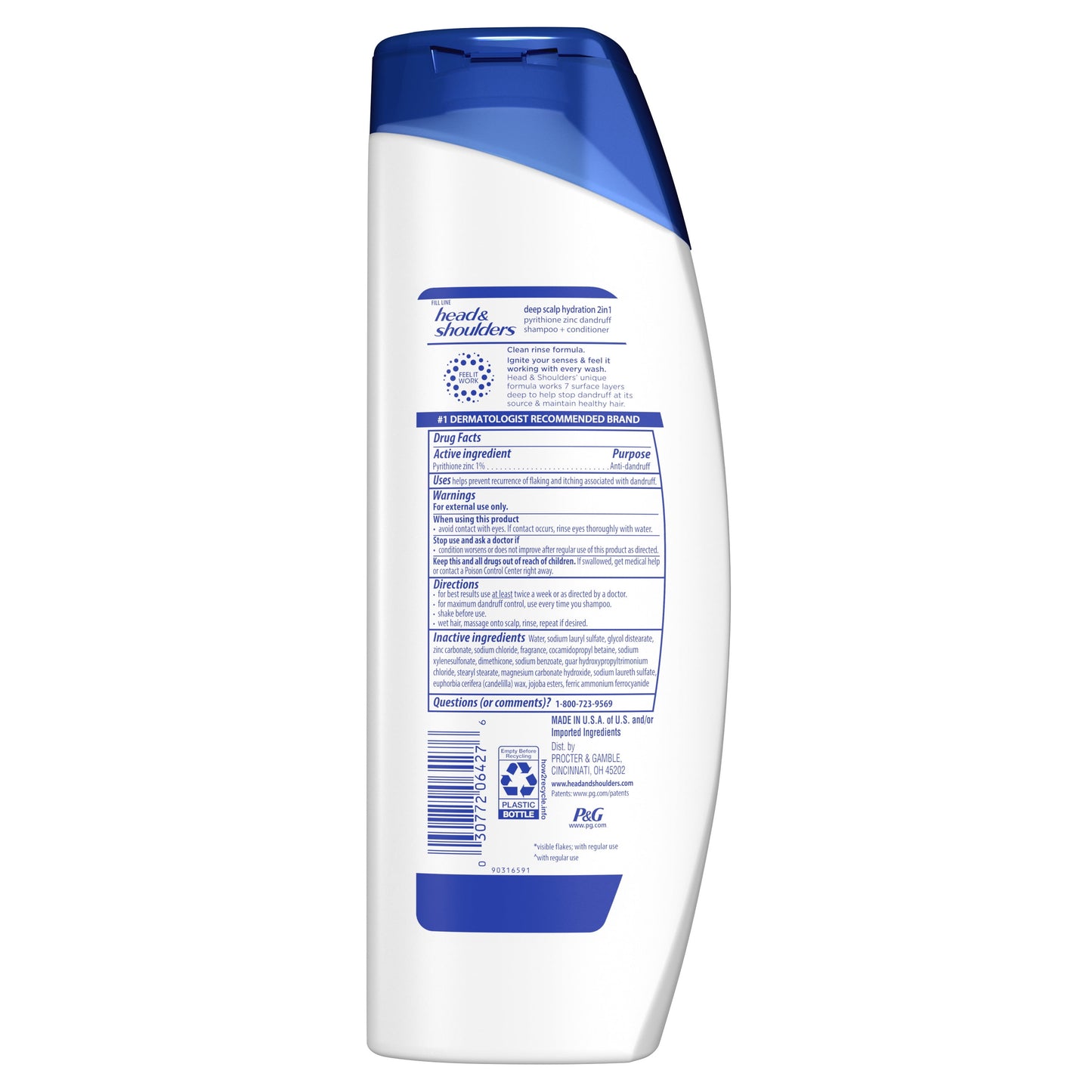 Head & Shoulders 2 in 1 Dandruff Shampoo and Conditioner, Deep Scalp Hydration, 12.5 fl oz