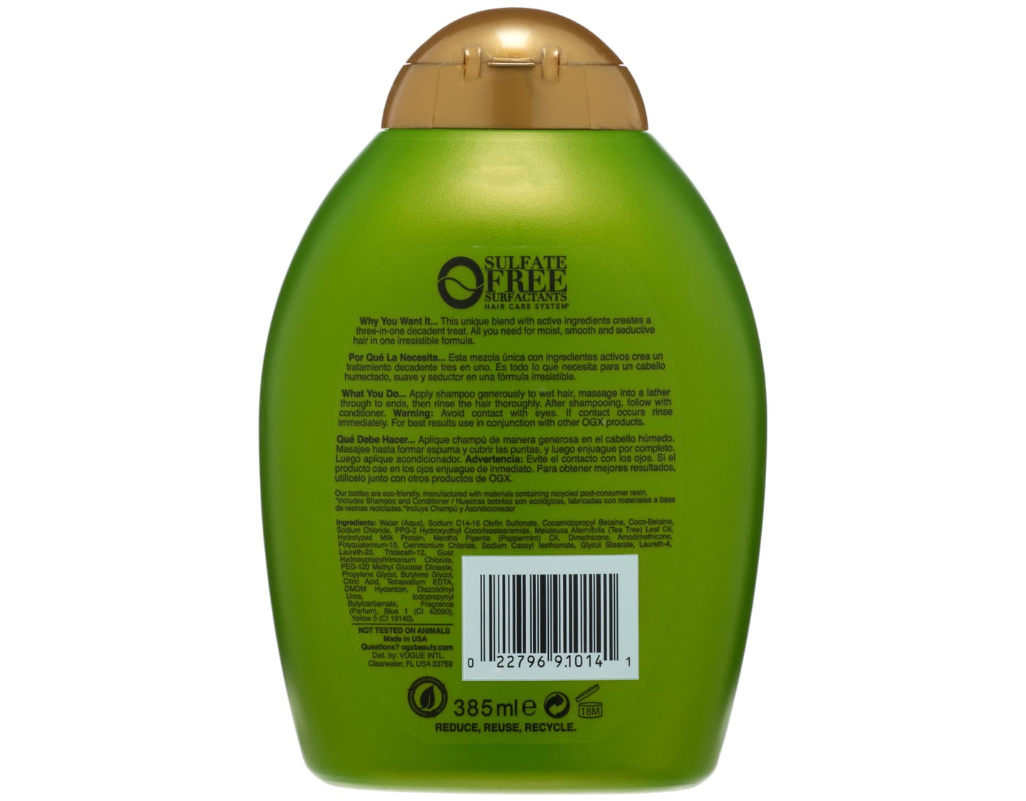 OGX Hydrating + Tea Tree Mint Nourishing & Invigorating Daily Shampoo with Peppermint Oil & Milk Proteins, 13 fl oz