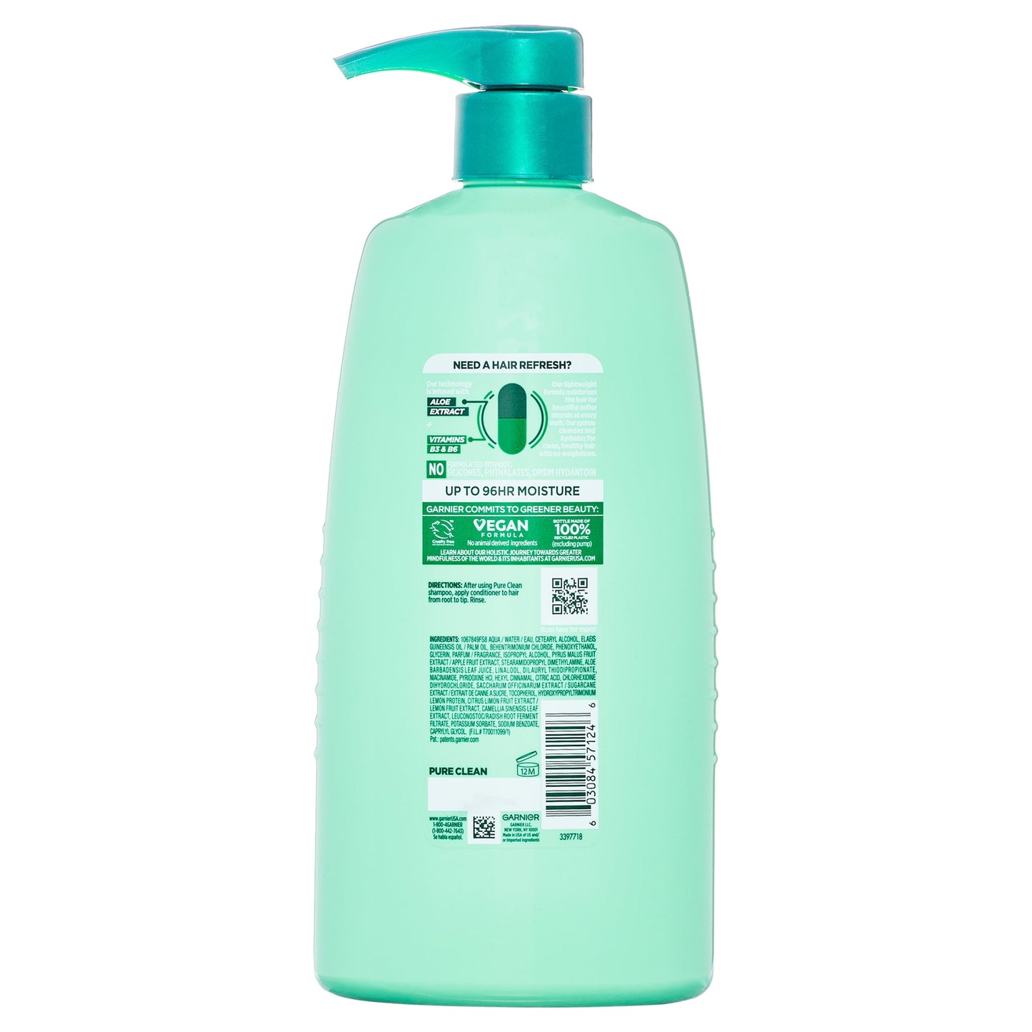 Garnier Fructis Pure Clean Hydrating Conditioner with Aloe Extract, 33.8 fl oz