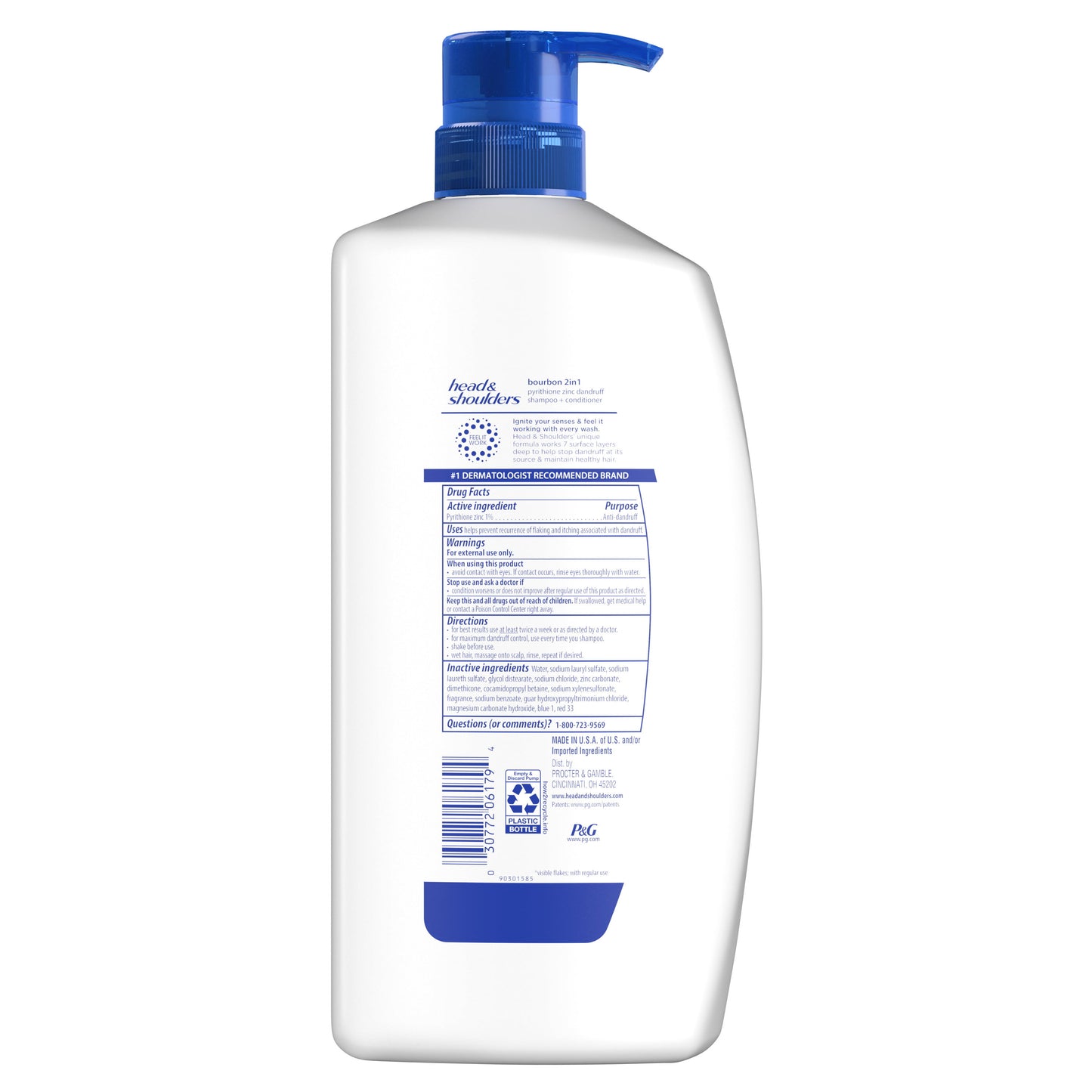 Head & Shoulders Mens 2 in 1 Dandruff Shampoo and Conditioner, Bourbon, 28.2 oz