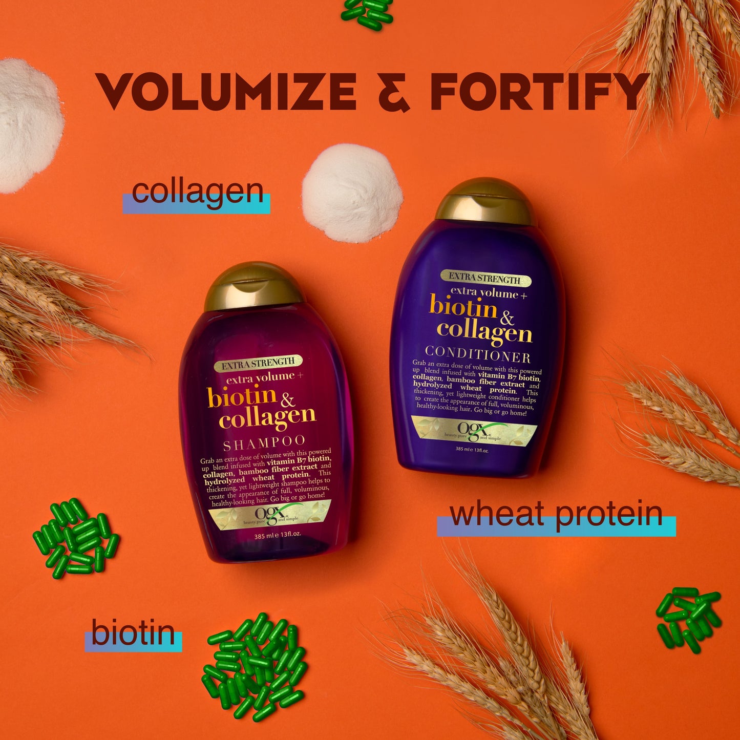 OGX Thick & Full + Biotin & Collagen Extra Strength Volumizing Daily Shampoo with Vitamin B7, 13 fl oz