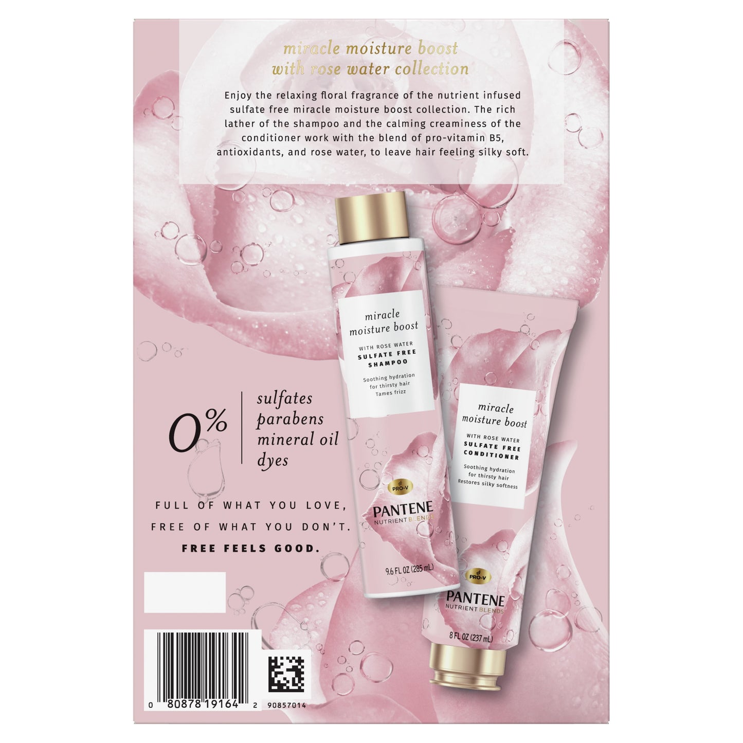 Pantene Nutrient Blends Shampoo Conditioner Set, Rose Water, 8-9.6 fl oz