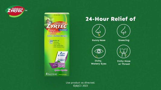 Children's Zyrtec 24 Hour Allergy Relief Syrup, Grape Flavor, 4 fl. oz
