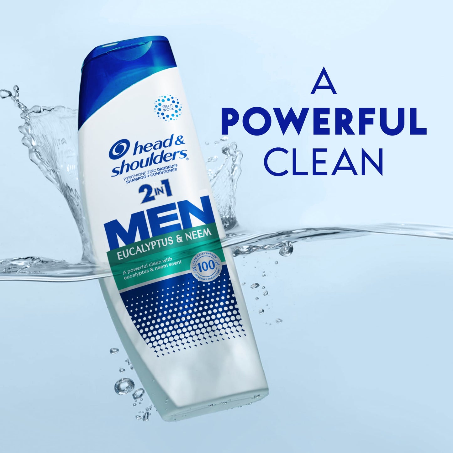 Head & Shoulders Mens 2 in 1 Dandruff Shampoo and Conditioner, Eucalyptus & Neem, 12.5 oz