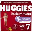 Huggies Little Movers Baby Diapers, Size 7, 60 Ct