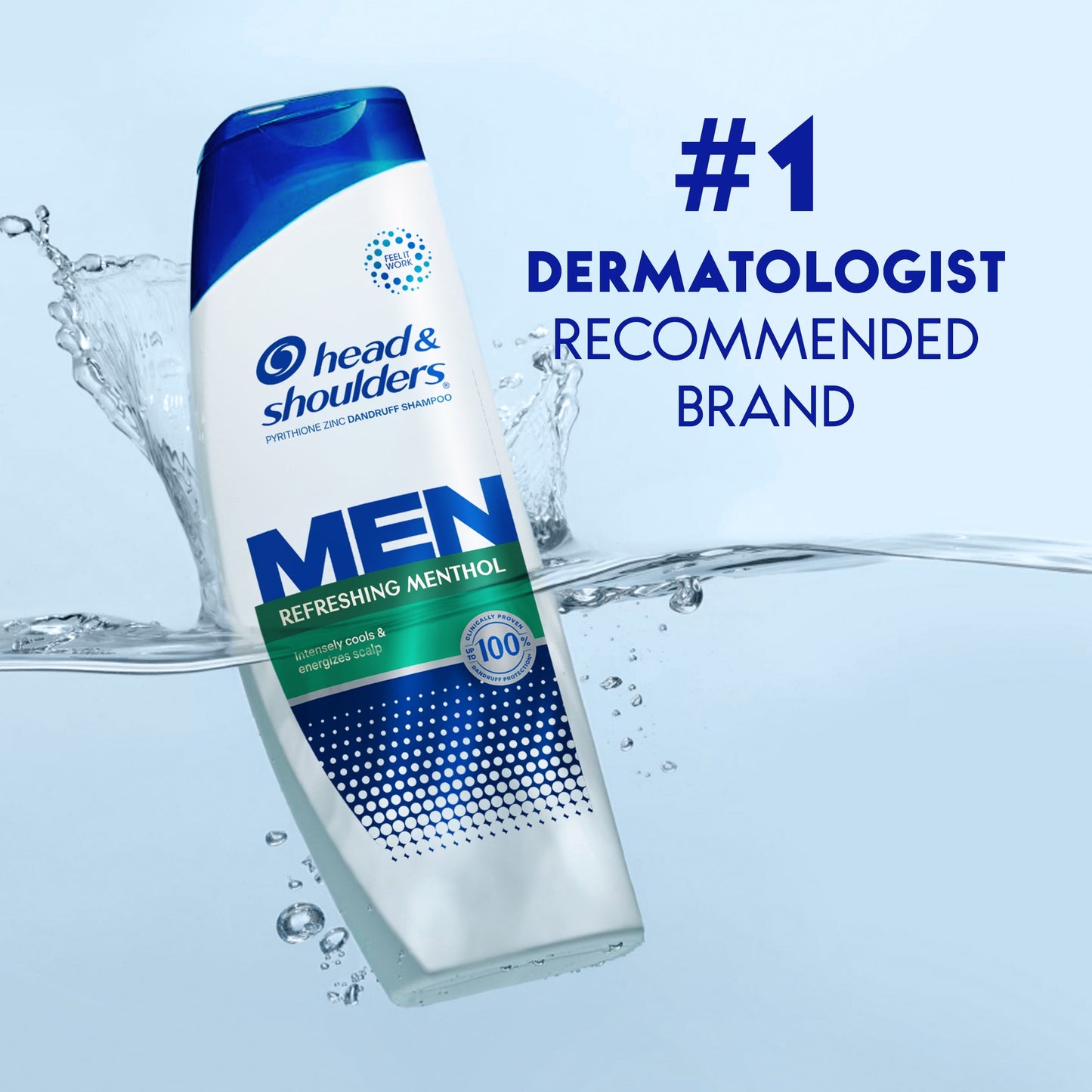 Head and Shoulders Mens Dandruff Shampoo, Refreshing Menthol, 28.2 oz