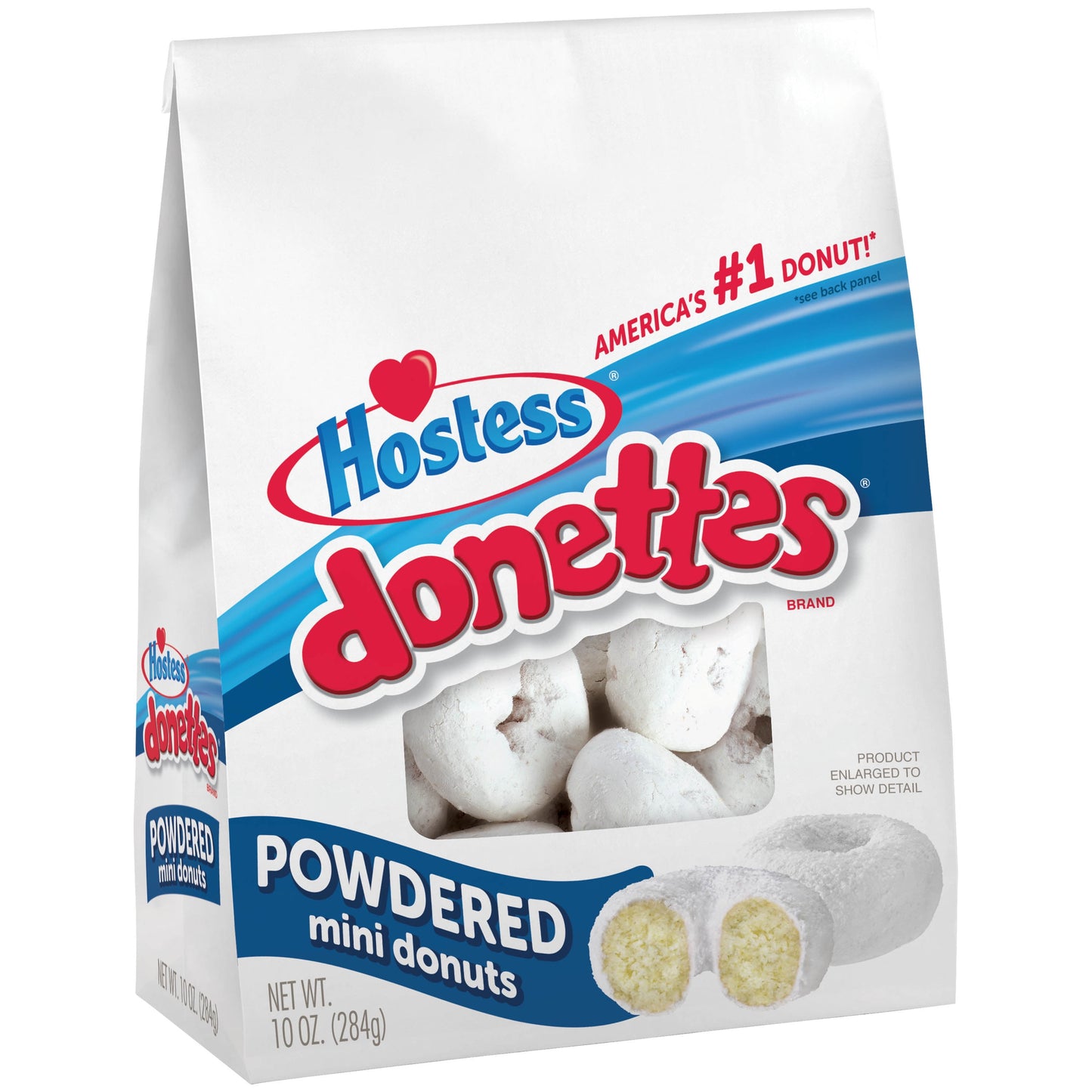 HOSTESS Powdered DONETTES Bag, Powdered Sugar Mini Donuts - 10 oz