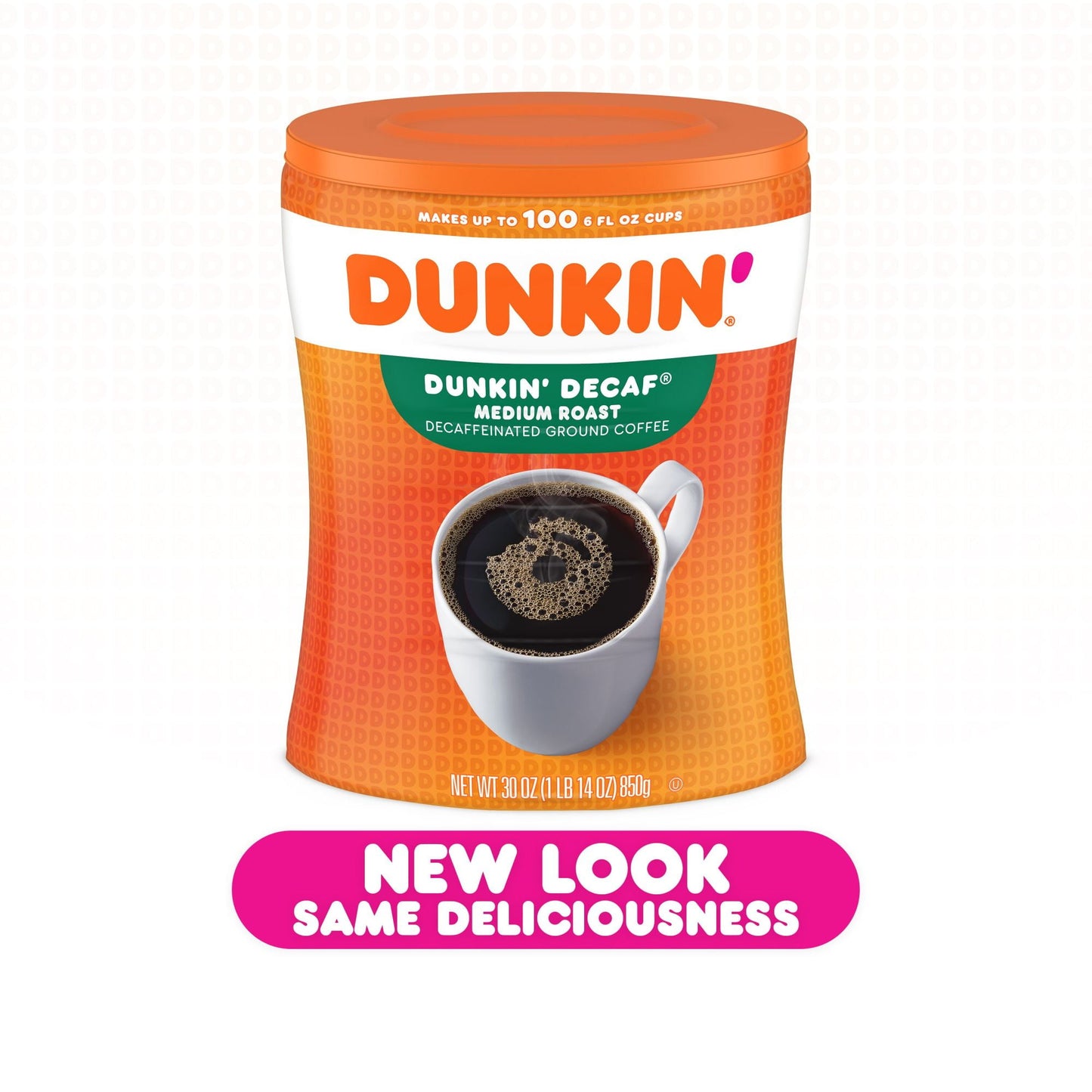 Dunkin' Original Blend Medium Roast Decaf Ground Coffee, 30 Ounce Canister (Packaging May Vary)