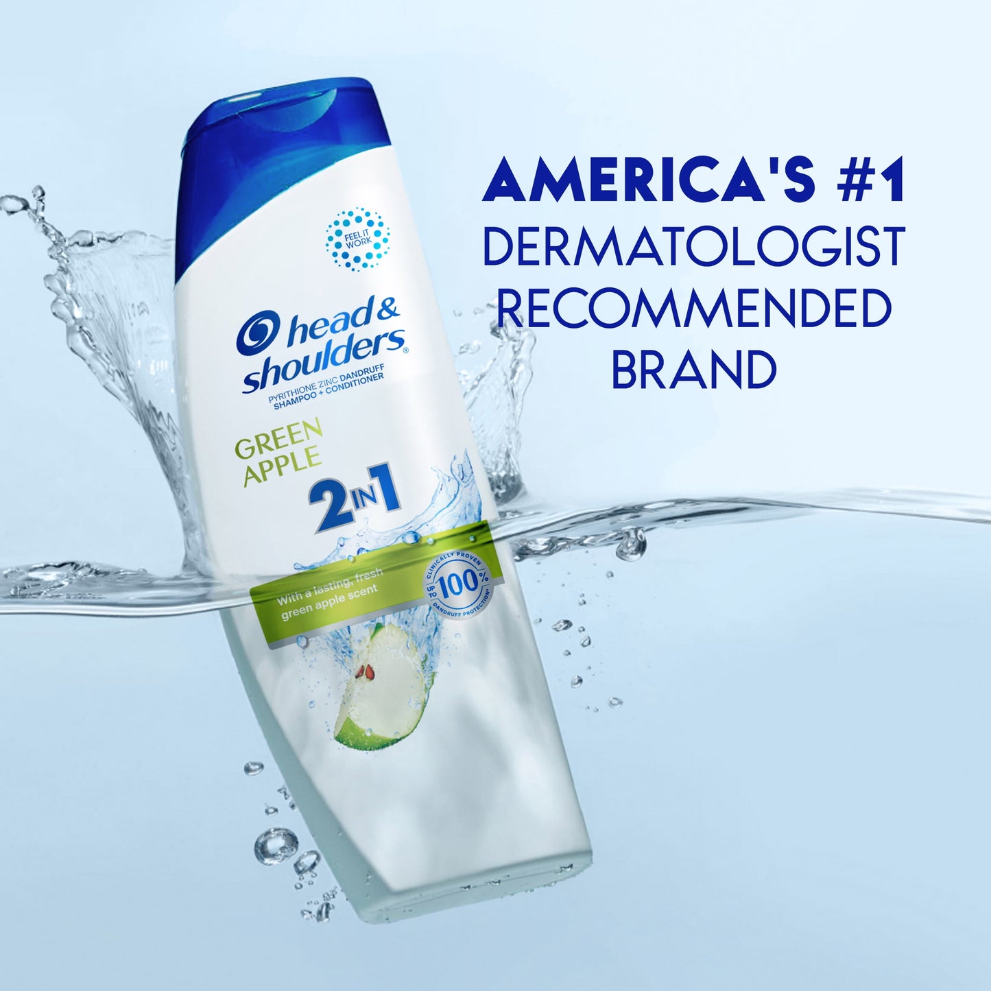Head & Shoulders 2 in 1 Dandruff Shampoo and Conditioner, Green Apple, 20.7 oz