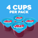 Jell-O Black Cherry Sugar Free Jello Cups Gelatin Snack, 4 Ct Cups