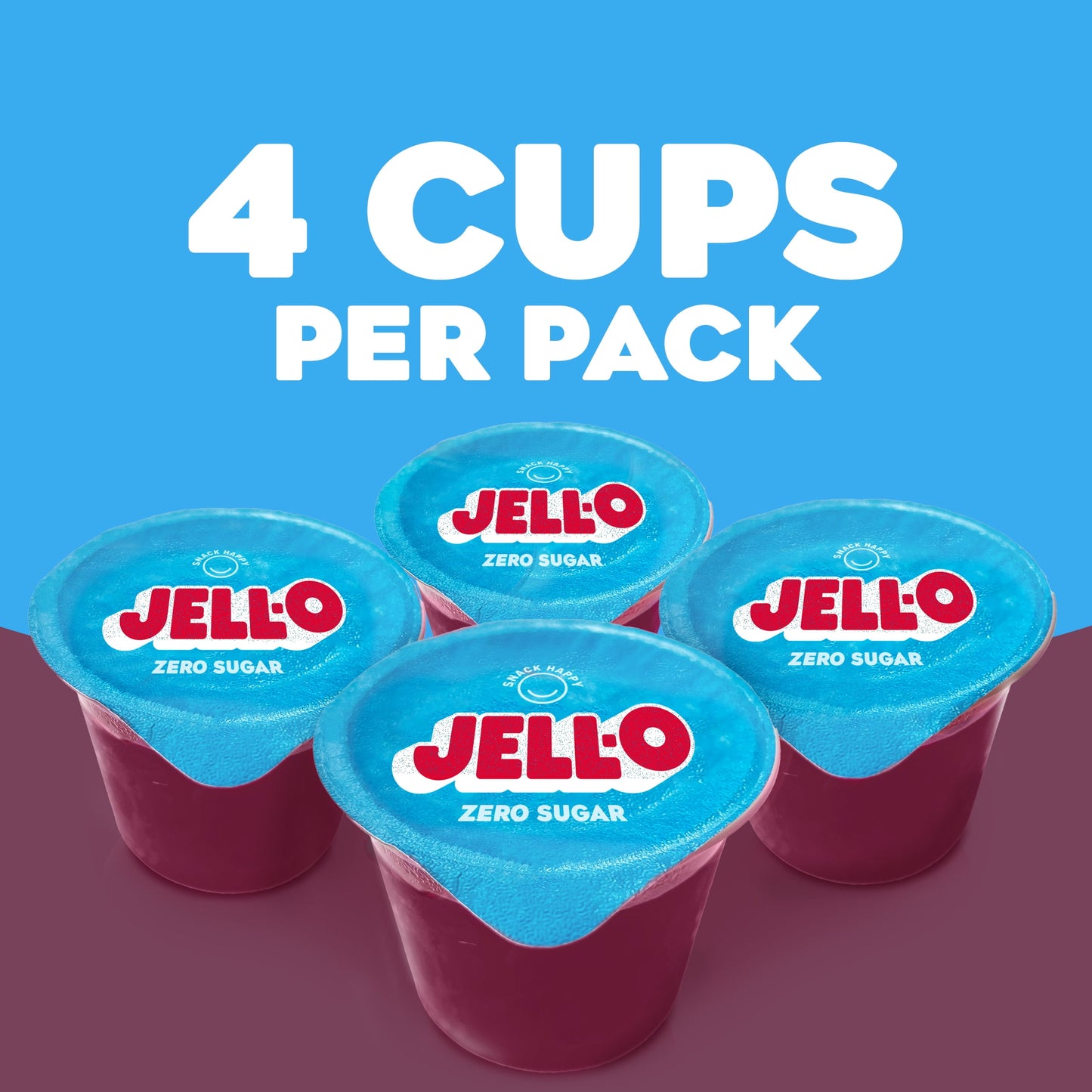Jell-O Black Cherry Sugar Free Jello Cups Gelatin Snack, 4 Ct Cups