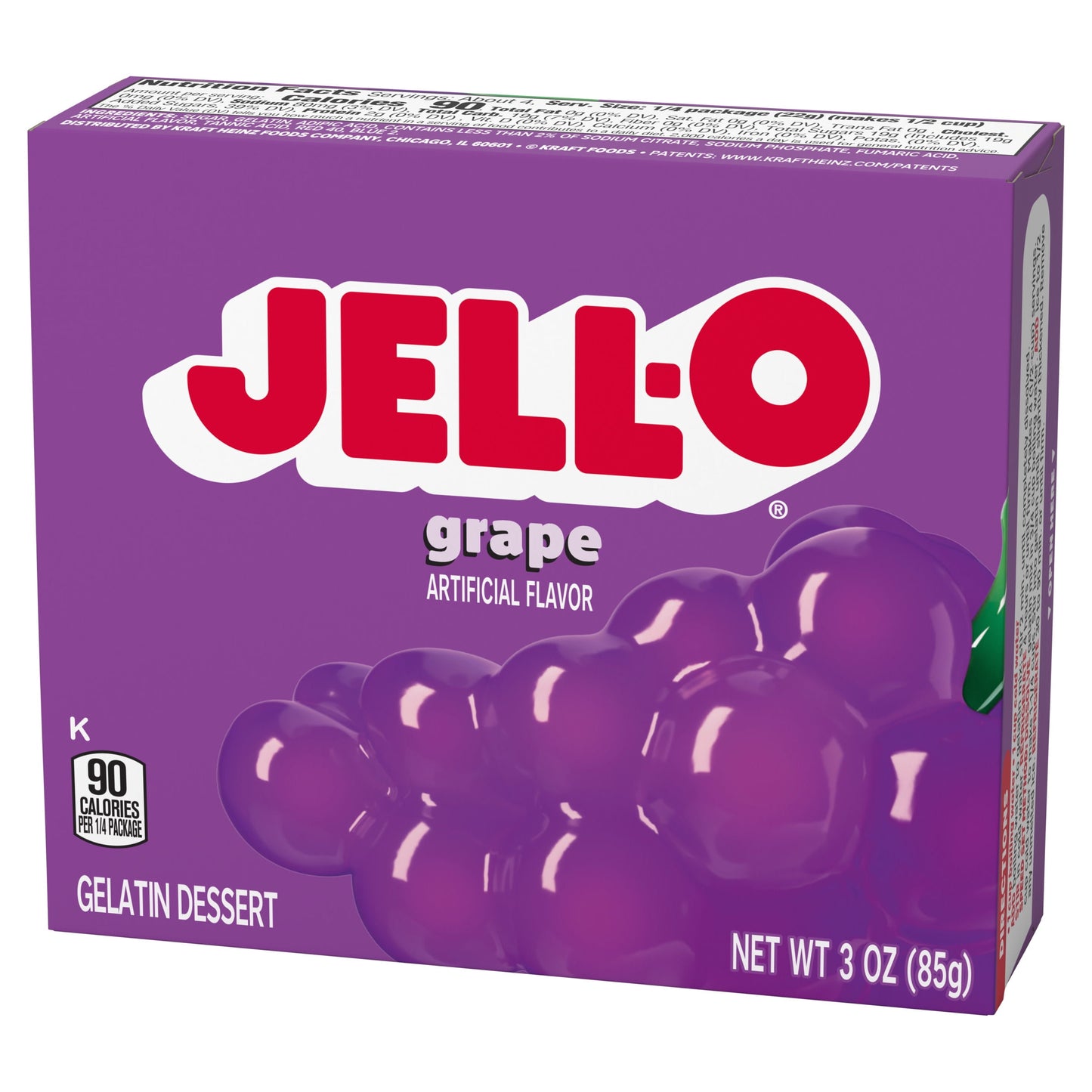 Jell-O Grape Artificially Flavored Gelatin Dessert Mix, 3 oz Box