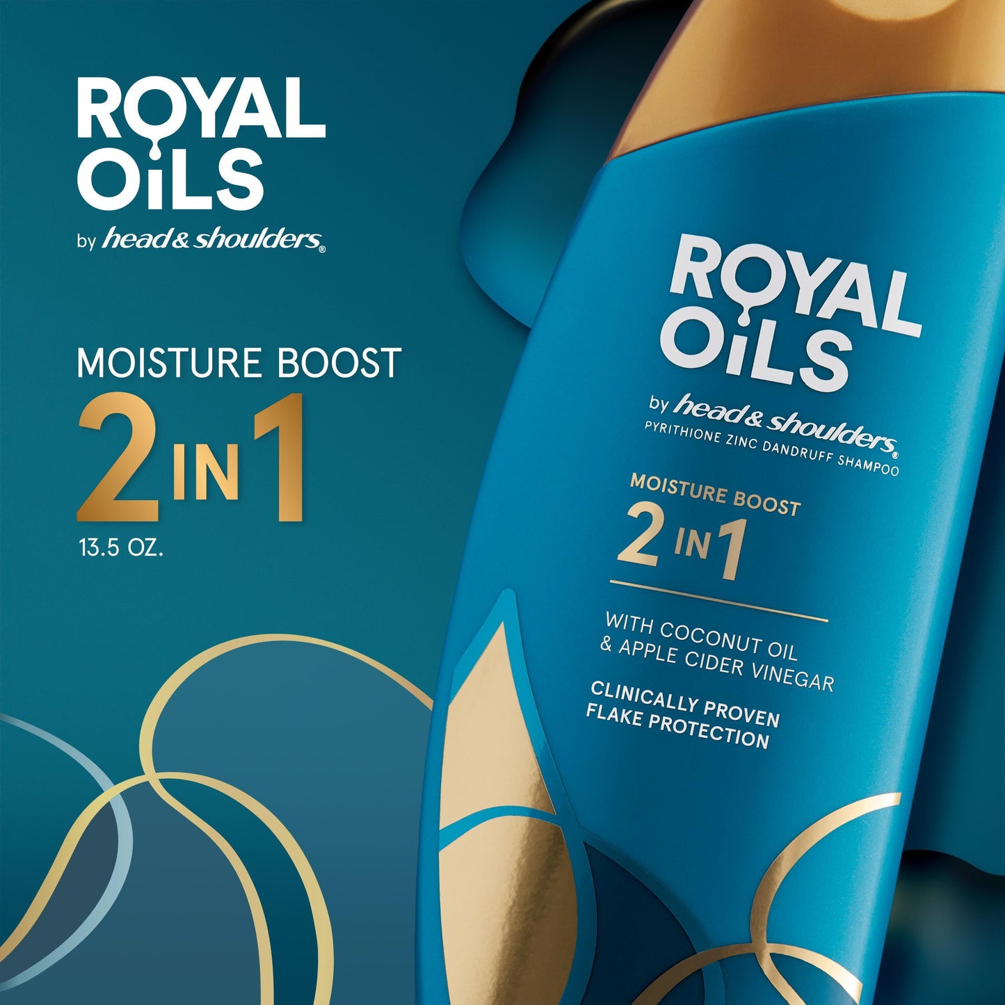 Royal Oils by Head & Shoulders Sulfate Free Shampoo, Coconut Oil and Apple Cider Vinegar, 12.8 fl oz
