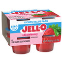 Jell-O Strawberry Sugar Free Jello Cups Gelatin Snack Value Pack, 8 Ct Cups