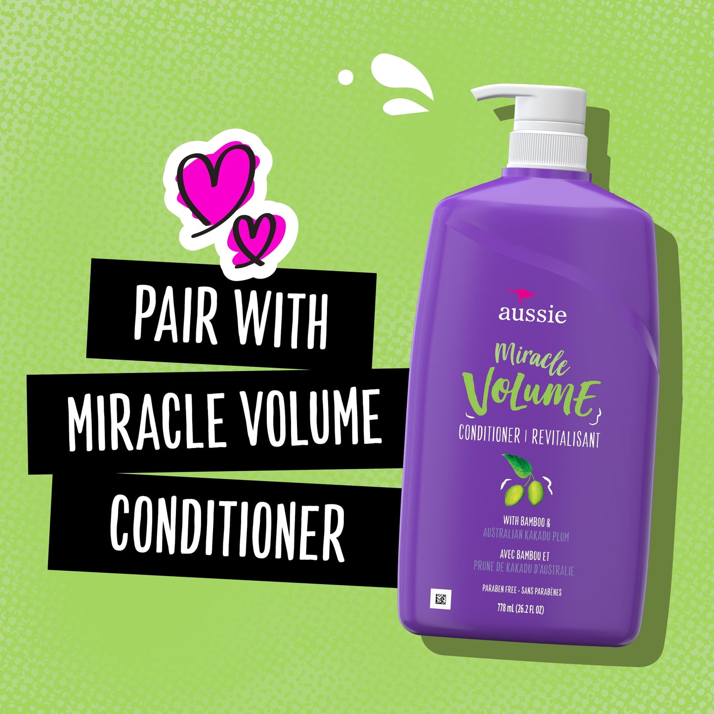 Aussie Miracle Volume with Plum & Bamboo, Paraben Free Shampoo, 26.2 fl oz
