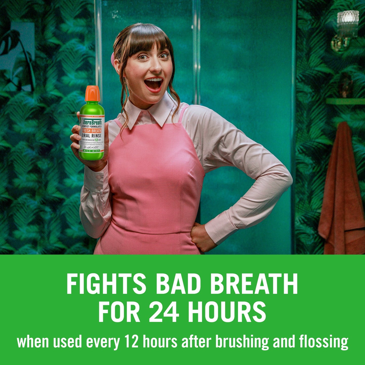 TheraBreath Fresh Breath Mouthwash, Mild Mint, Alcohol-Free, 16 fl oz