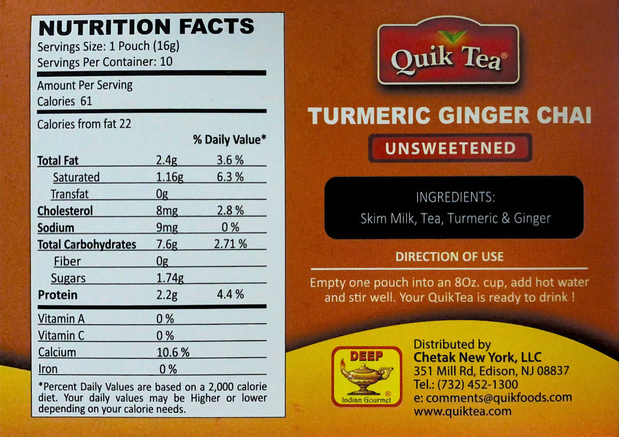Turmeric Ginger Chai (Unsweetened)
