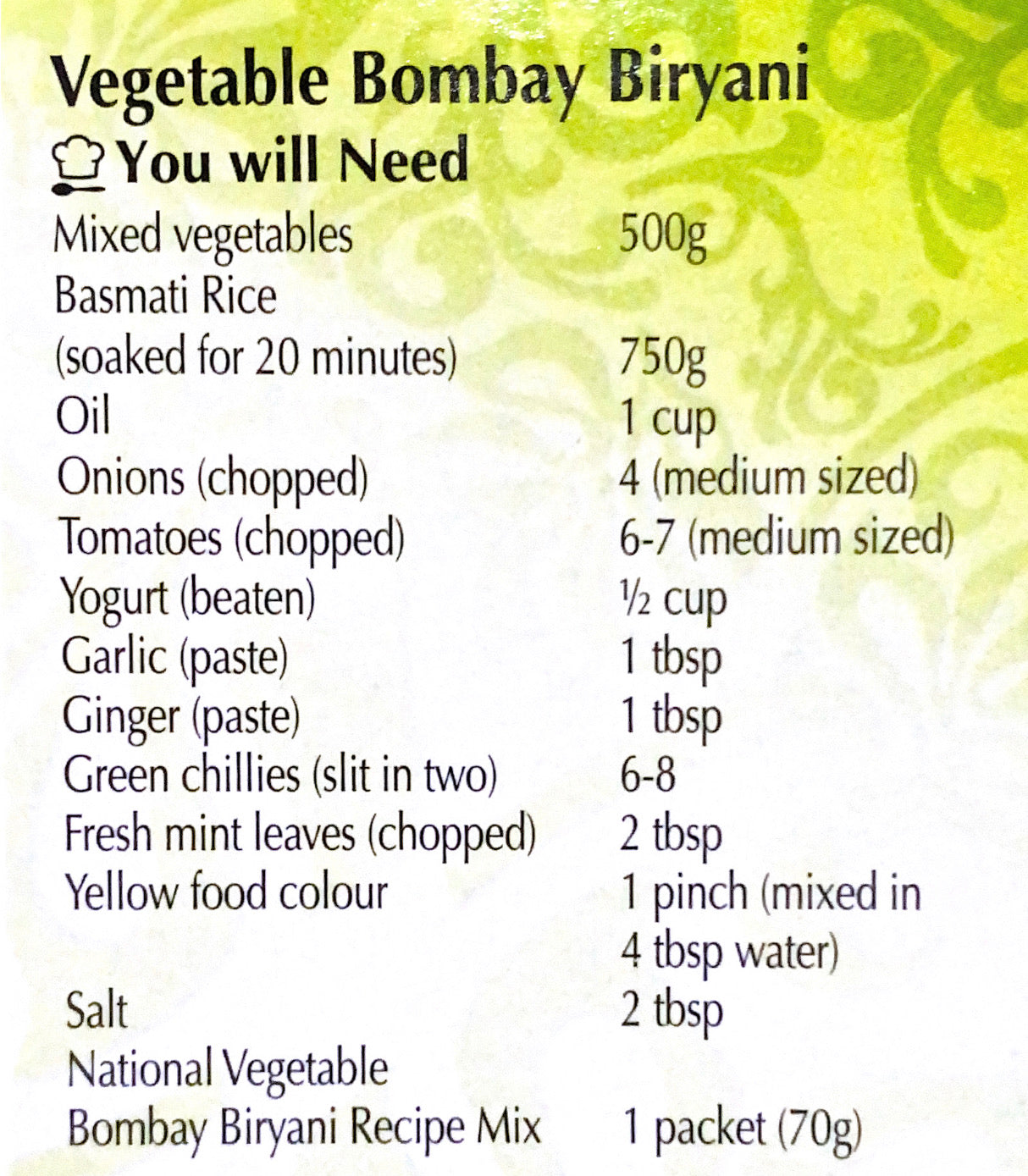 Vegetable Bombay Biryani