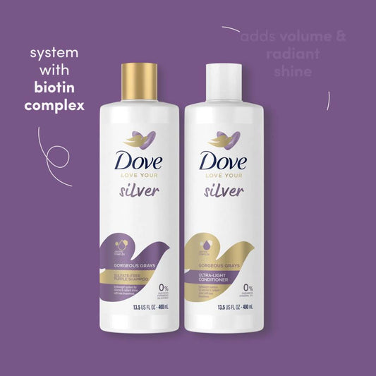 Dove Love Your Silver Gorgeous Grays Purple Shampoo with Biotin Complex All Hair Types, 13.5 fl oz*