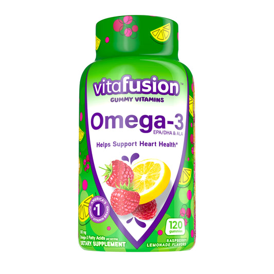 vitafusion Omega-3 Gummy Vitamins, Berry Lemonade Flavor Heart Health Vitamins(1), 120 Count