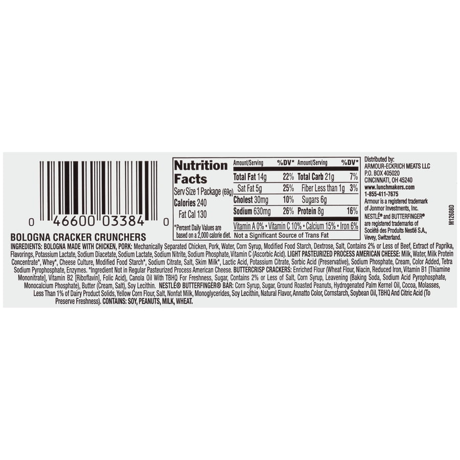 Armour LunchMakers Bologna & Cheese Kit with Butterfinger, 2.4 oz
