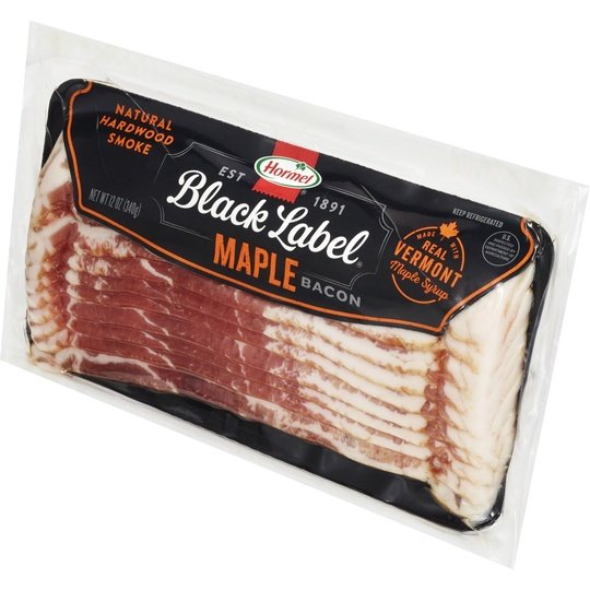 HORMEL BLACK LABEL Maple Pork Bacon, Gluten Free, 12 oz Plastic Package