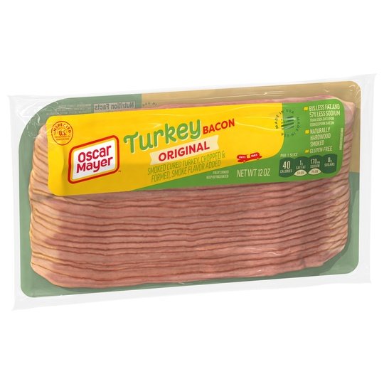 Oscar Mayer Gluten Free Turkey Bacon with 58% Less Fat & 57% Less Sodium, 12 oz Pack, 21-23 Slices