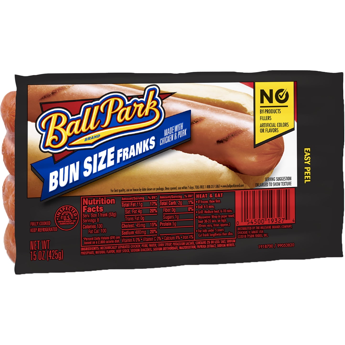 Ball Park Classic Bun Size Hot Dogs, 15 oz, 8 Count