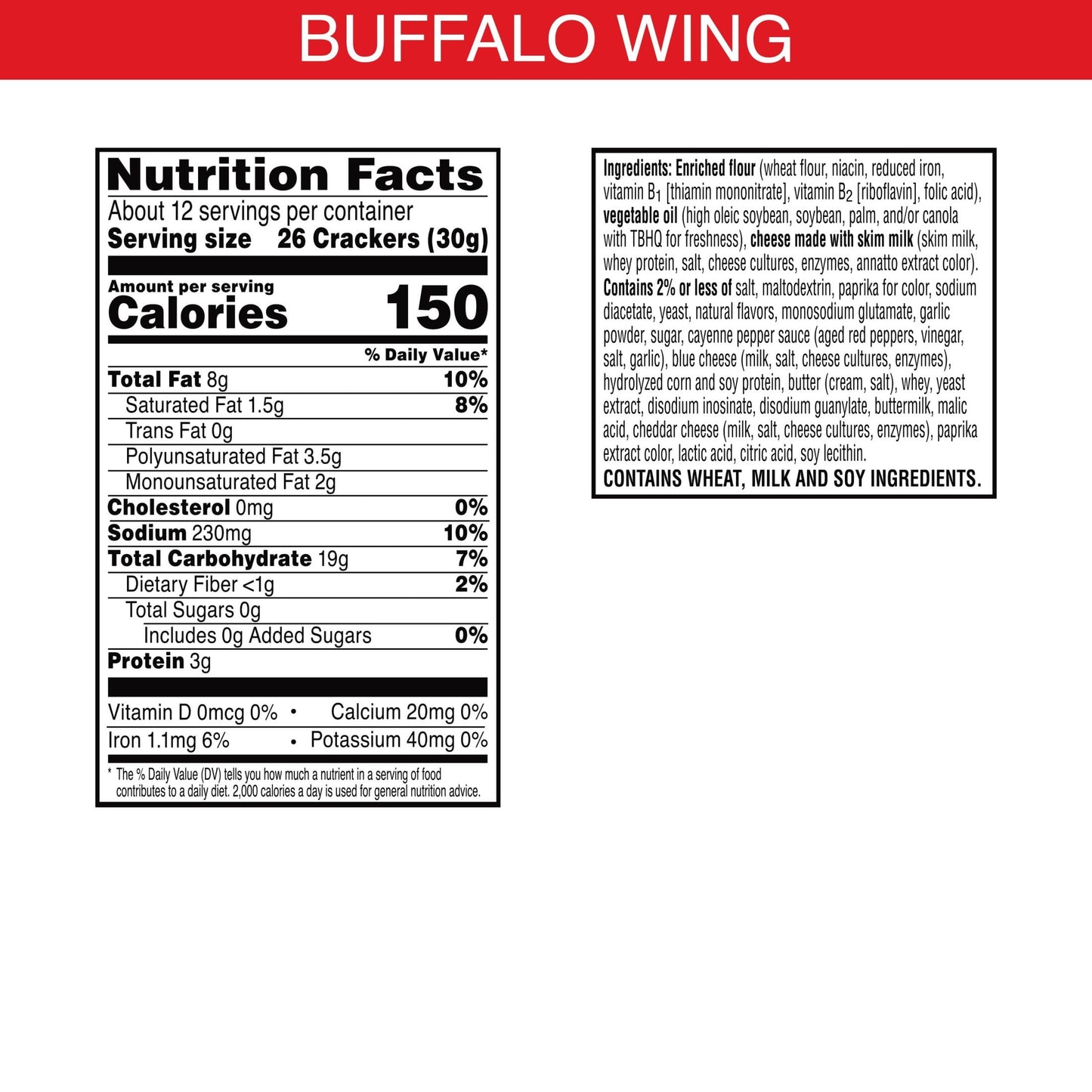 Cheez-It Buffalo Wing Cheese Crackers, 12.4 oz