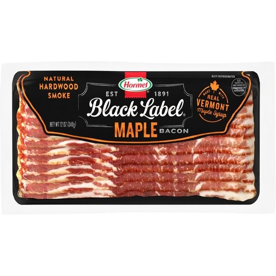 HORMEL BLACK LABEL Maple Pork Bacon, Gluten Free, 12 oz Plastic Package