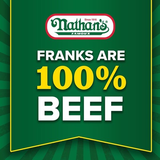 Nathan's Famous, Skinless Beef Franks, Bun Length, 28 oz